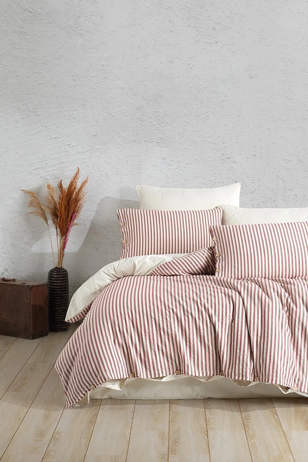 ست کاوری زرشکی راه راه نچرال