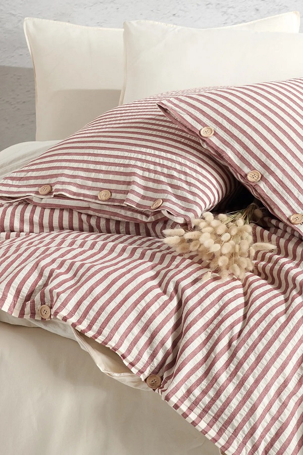 ست کاوری زرشکی راه راه نچرال