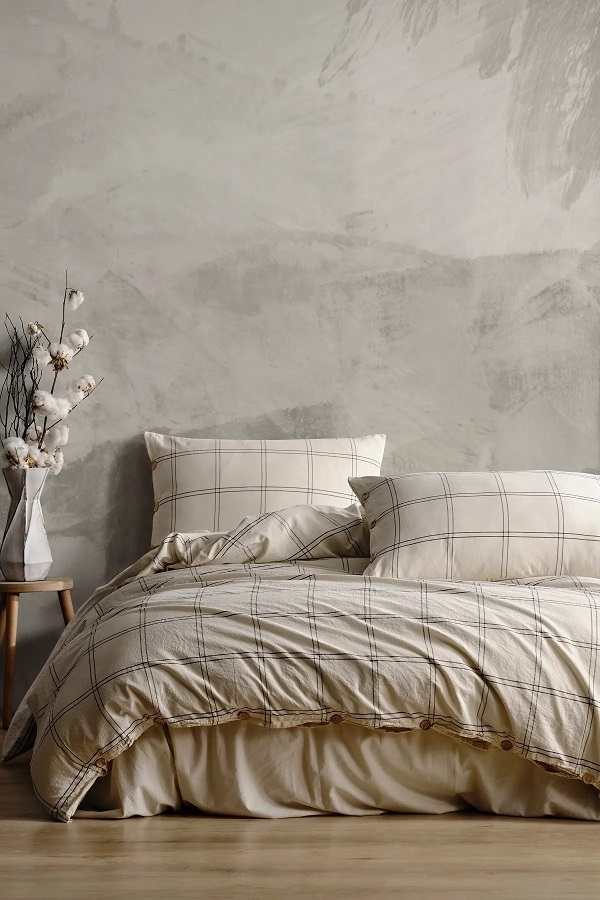 ست کاوری کرم بژ چهار خونه نچرال