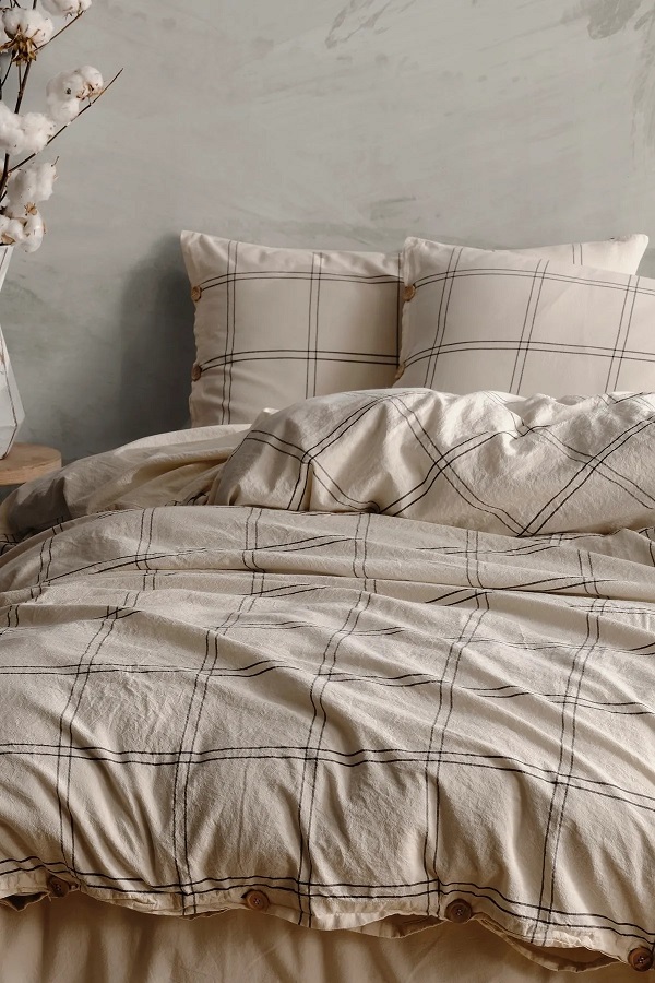 ست کاوری کرم بژ چهار خونه نچرال