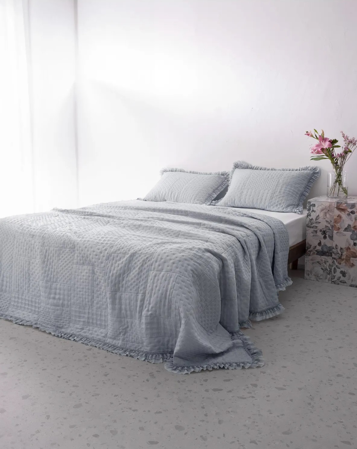 ست رو انداز طوسی لبه دار