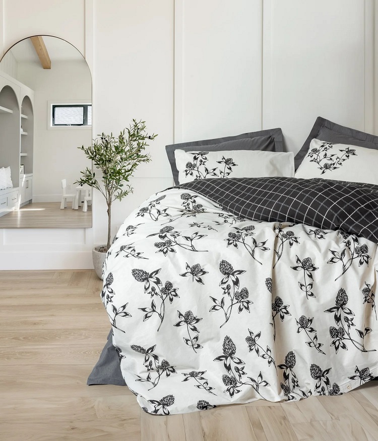 ست کاوری مشکی و سفید کتان باکس