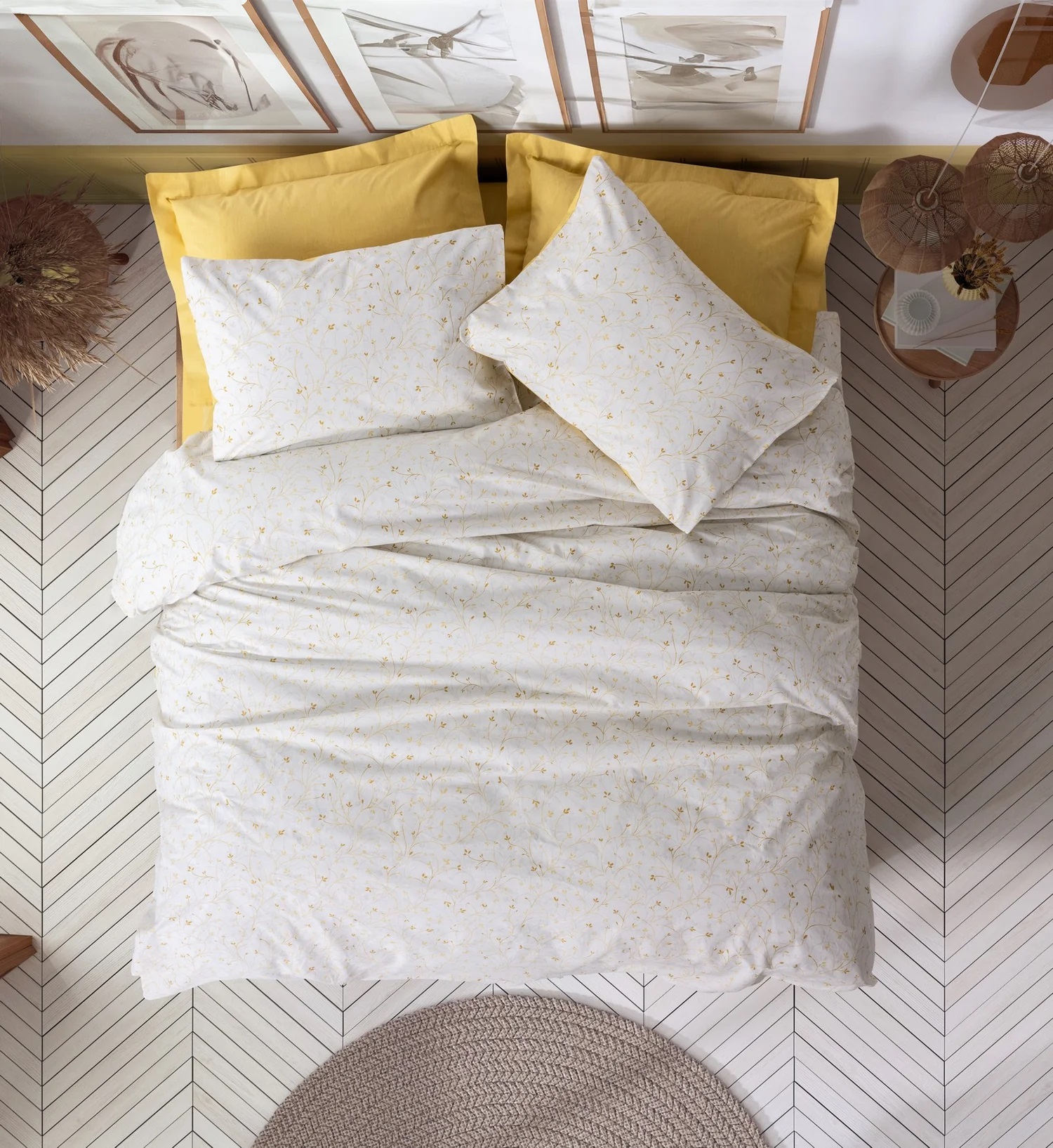 ست کاوری خردلی کتان باکس