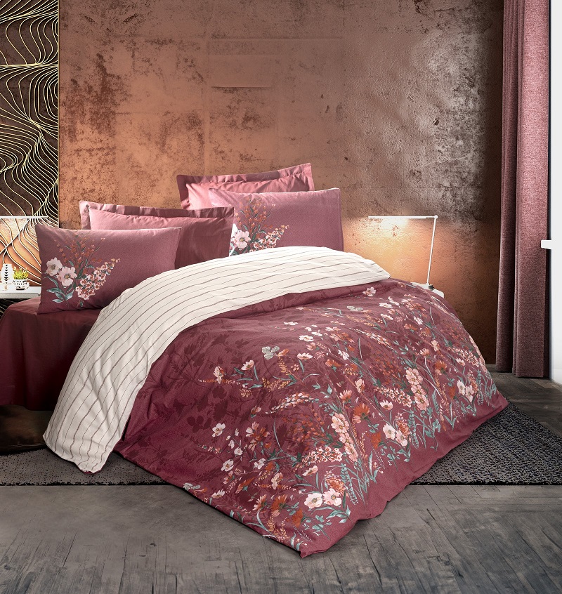 ست کاوری زرشکی کتان باکس