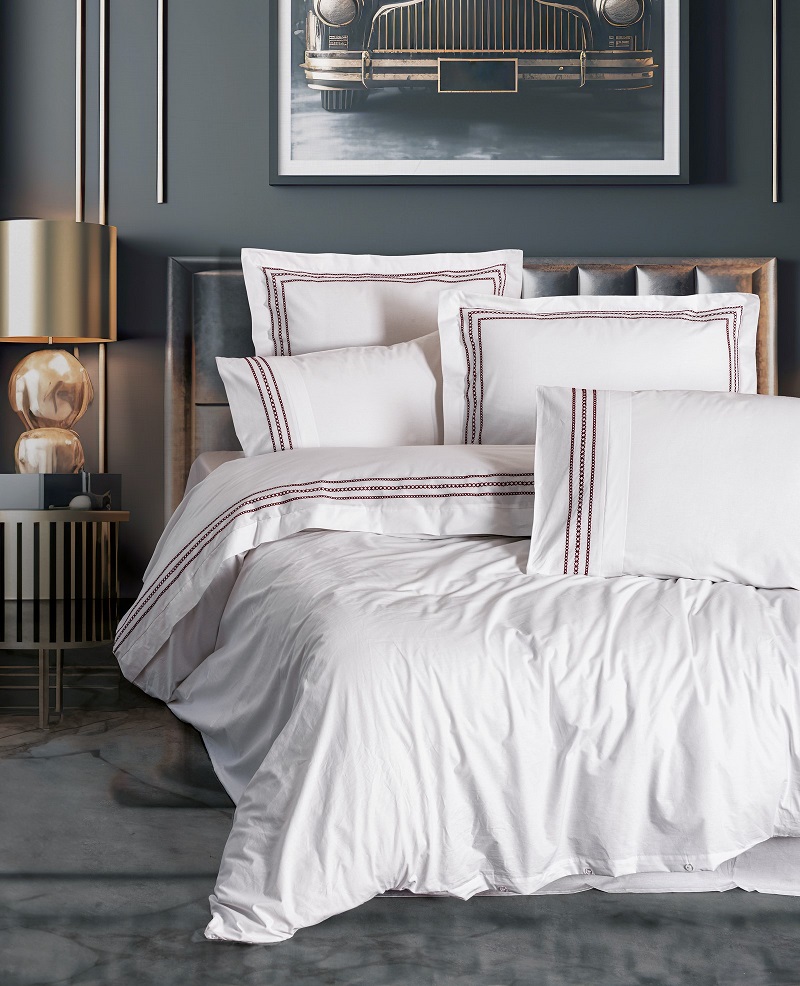 ست کاوری گلدوزی شده سفید کتان باکس