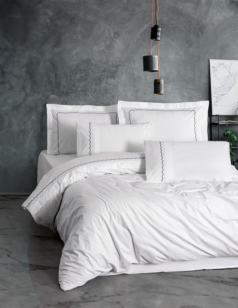 ست کاوری گلدوزی شده سفید کتان باکس