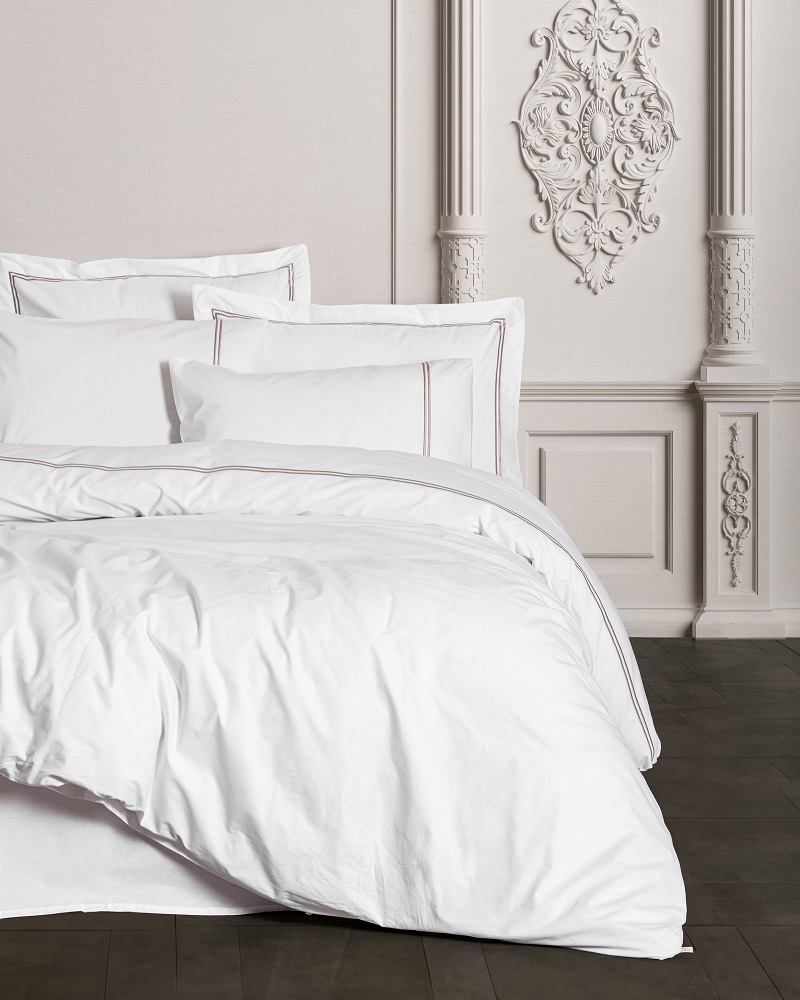 ست کاوری گلدوزی شده سفید کتان باکس