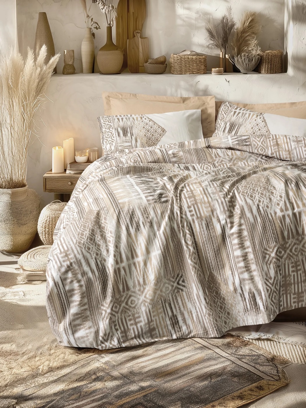 ست کاوری بژ اتنیک کتان باکس