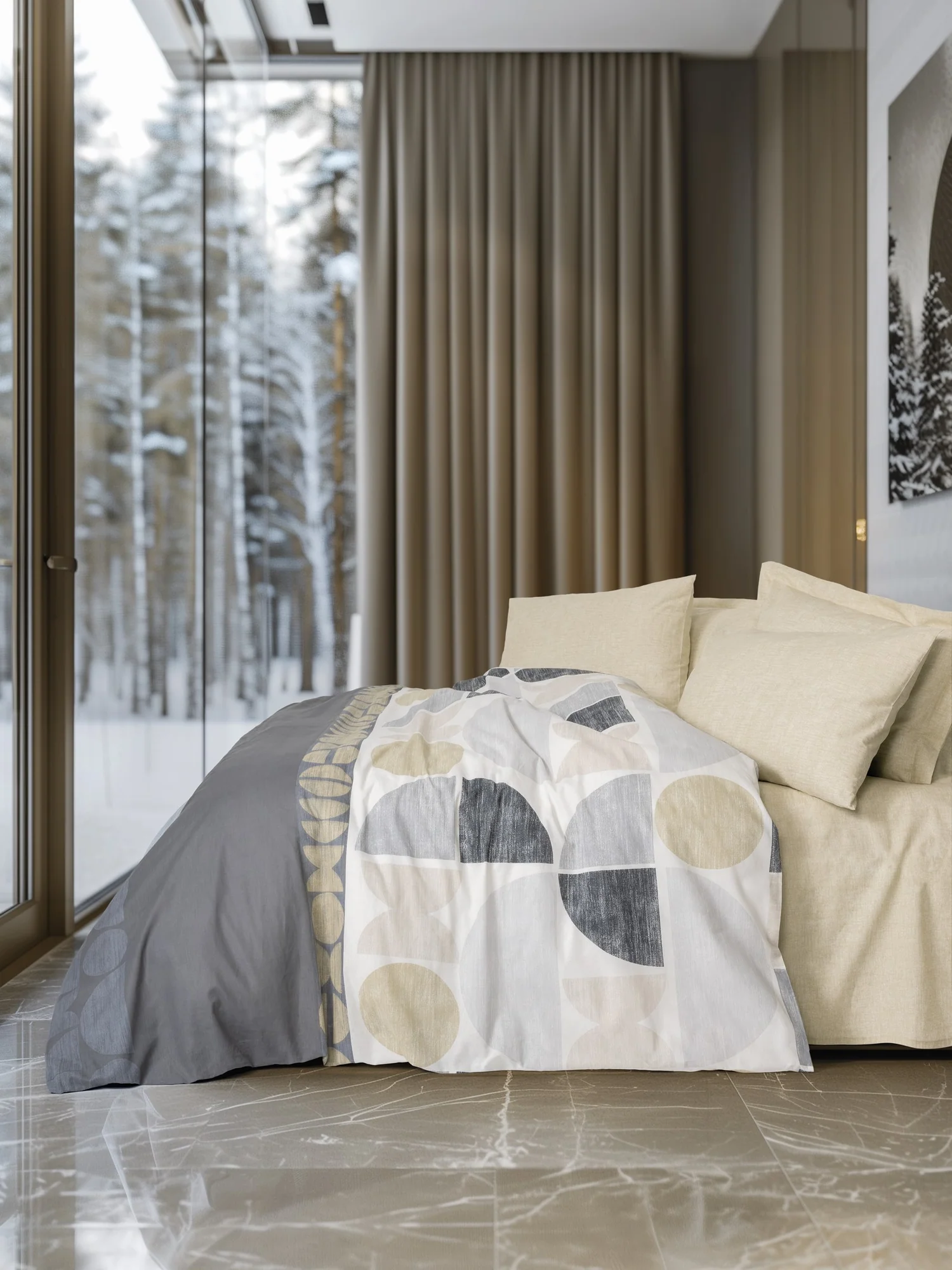 ست کاوری بژ مدرن کتان باکس