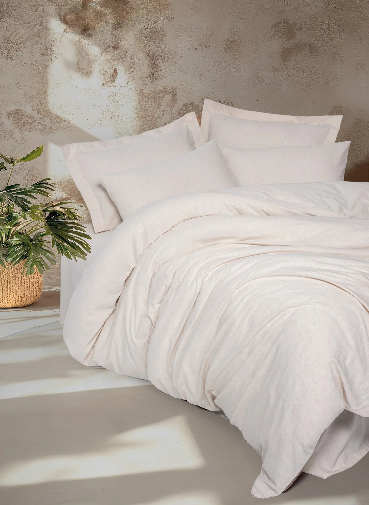 ست کاوری گلدوزی شده لینن کرم کتان باکس