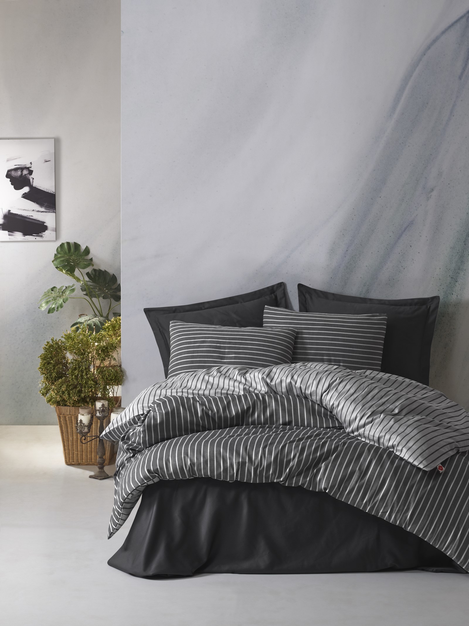 ست کاوری Antrasit Bambu Saten کتان باکس